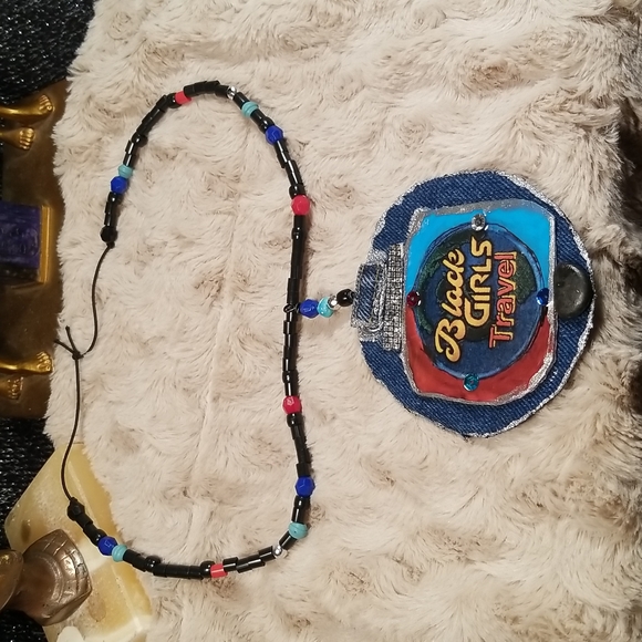 Black Girls trave denim fabricl necklace - Picture 7 of 9